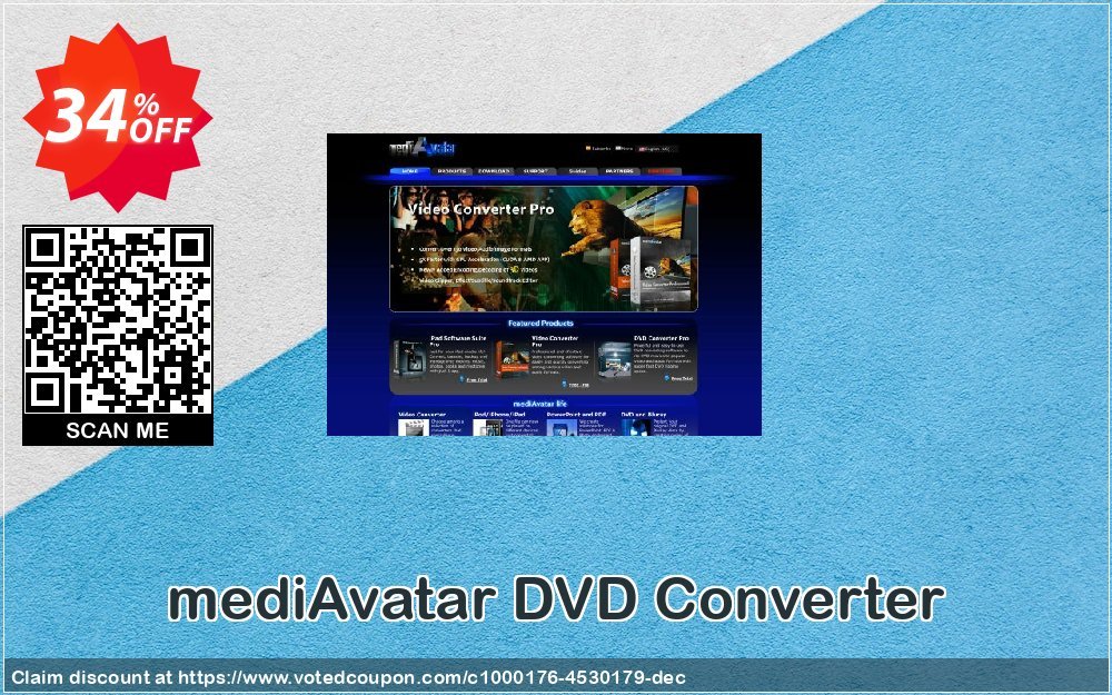mediAvatar DVD Converter Coupon, discount DVD Converter for Mac/PC $20 OFF. Promotion: marvelous promotions code of mediAvatar DVD Converter 2024