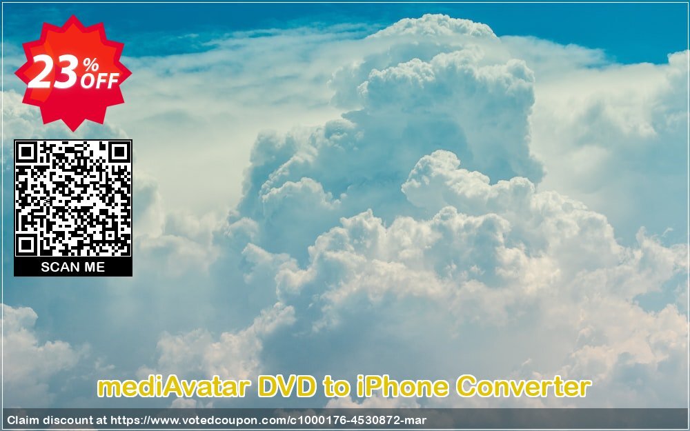 mediAvatar DVD to iPhone Converter Coupon, discount mediAvatar DVD to iPhone Converter awful promotions code 2024. Promotion: awful promotions code of mediAvatar DVD to iPhone Converter 2024