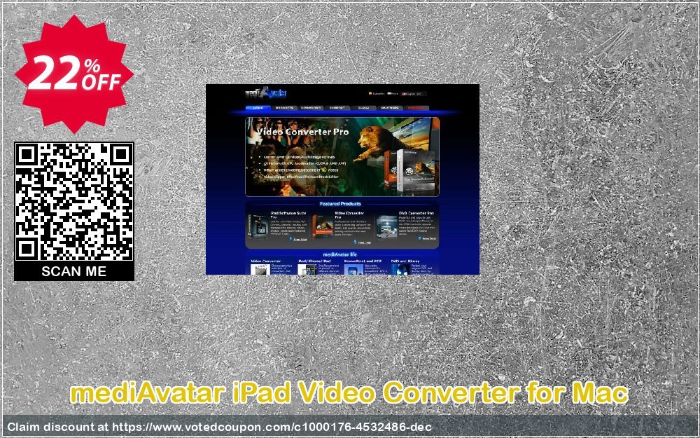 mediAvatar iPad Video Converter for MAC Coupon, discount mediAvatar iPad Video Converter for Mac big discount code 2023. Promotion: big discount code of mediAvatar iPad Video Converter for Mac 2023