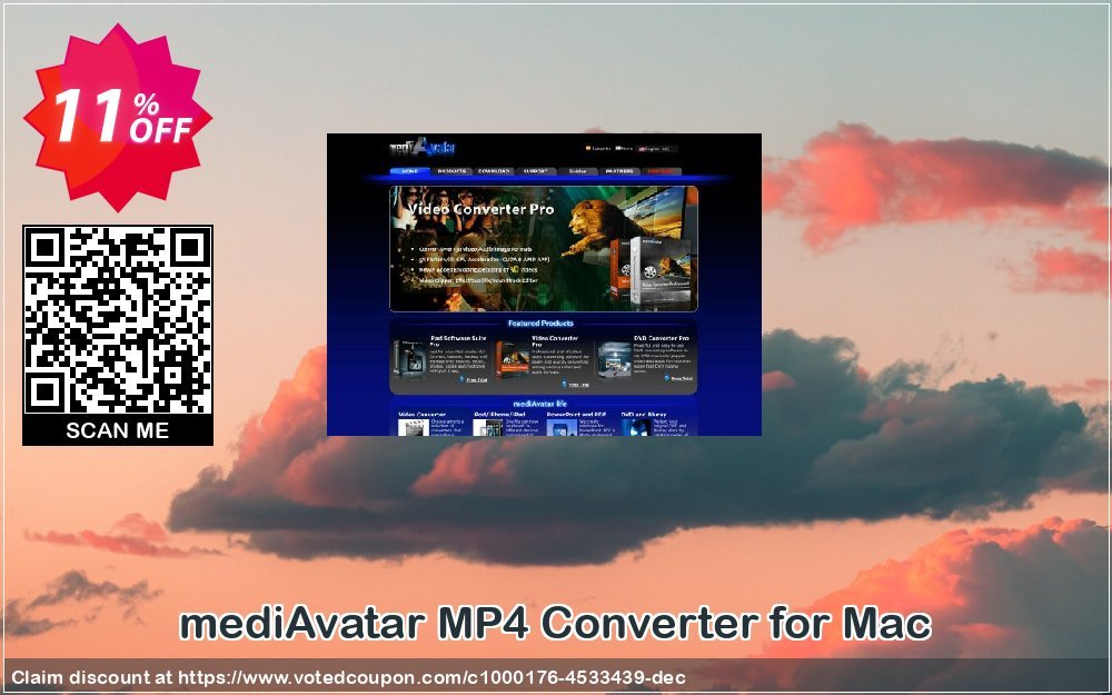 mediAvatar MP4 Converter for MAC Coupon, discount mediAvatar MP4 Converter for Mac stirring promo code 2023. Promotion: stirring promo code of mediAvatar MP4 Converter for Mac 2023