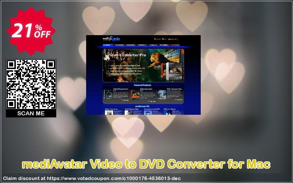 mediAvatar Video to DVD Converter for MAC Coupon, discount mediAvatar Video to DVD Converter for Mac staggering offer code 2023. Promotion: staggering offer code of mediAvatar Video to DVD Converter for Mac 2023