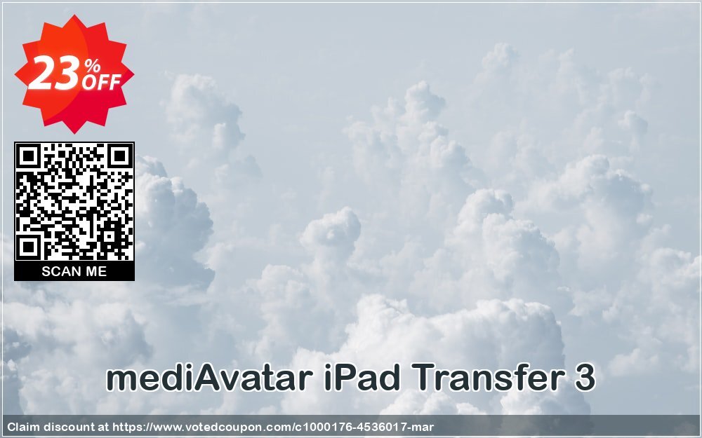 mediAvatar iPad Transfer 3 Coupon, discount mediAvatar iPad Transfer 3 formidable promotions code 2024. Promotion: formidable promotions code of mediAvatar iPad Transfer 3 2024