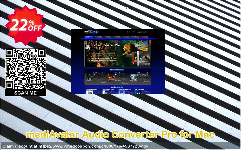 mediAvatar Audio Converter Pro for MAC Coupon, discount mediAvatar Audio Converter Pro for Mac marvelous promo code 2024. Promotion: marvelous promo code of mediAvatar Audio Converter Pro for Mac 2024