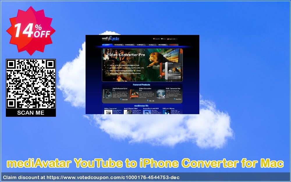 mediAvatar YouTube to iPhone Converter for MAC Coupon, discount mediAvatar YouTube to iPhone Converter for Mac staggering promotions code 2024. Promotion: staggering promotions code of mediAvatar YouTube to iPhone Converter for Mac 2024