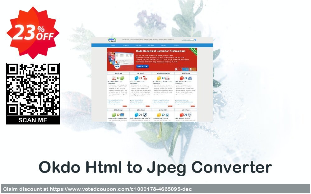 Okdo Html to Jpeg Converter Coupon, discount Okdo Html to Jpeg Converter dreaded promo code 2024. Promotion: dreaded promo code of Okdo Html to Jpeg Converter 2024