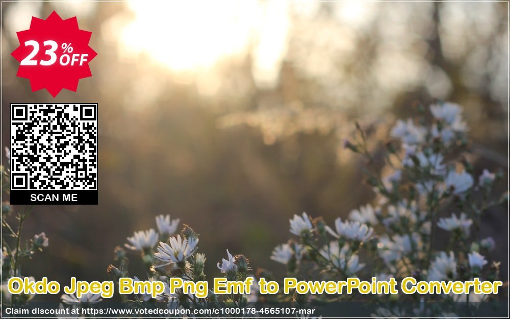 Okdo Jpeg Bmp Png Emf to PowerPoint Converter Coupon, discount Okdo Jpeg Bmp Png Emf to PowerPoint Converter exclusive offer code 2024. Promotion: exclusive offer code of Okdo Jpeg Bmp Png Emf to PowerPoint Converter 2024