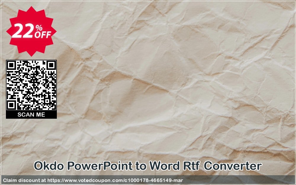 Okdo PowerPoint to Word Rtf Converter Coupon, discount Okdo PowerPoint to Word Rtf Converter best offer code 2024. Promotion: best offer code of Okdo PowerPoint to Word Rtf Converter 2024