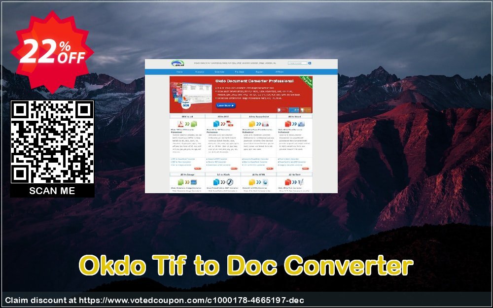 Okdo Tif to Doc Converter Coupon, discount Okdo Tif to Doc Converter hottest deals code 2024. Promotion: hottest deals code of Okdo Tif to Doc Converter 2024