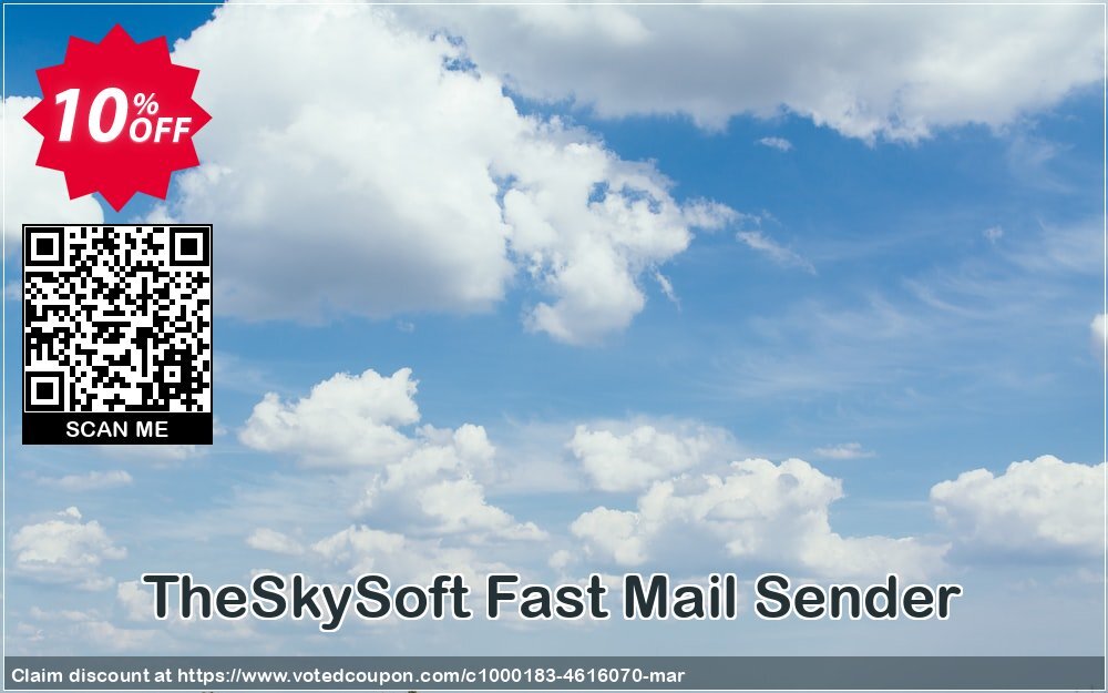 TheSkySoft Fast Mail Sender Coupon, discount 10%Discount. Promotion: special sales code of Fast Mail Sender 2024