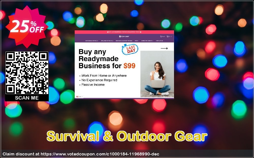 Survival & Outdoor Gear Coupon, discount GET $50/- OFF FOR TODAY ONLY!. Promotion: amazing deals code of Survival & Outdoor Gear 2023