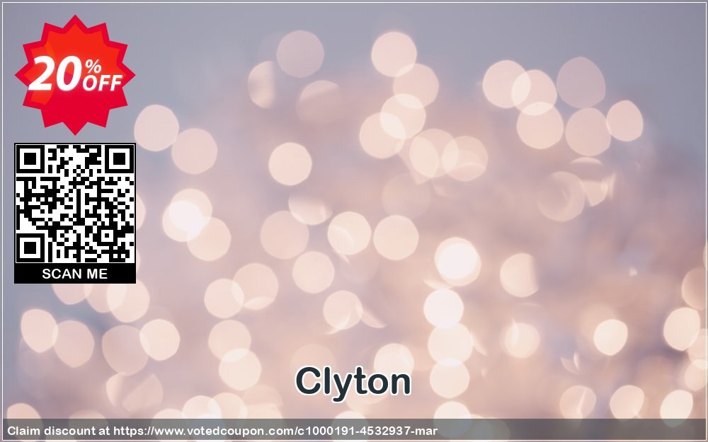 Clyton Coupon, discount Clyton excellent sales code 2024. Promotion: excellent sales code of Clyton 2024