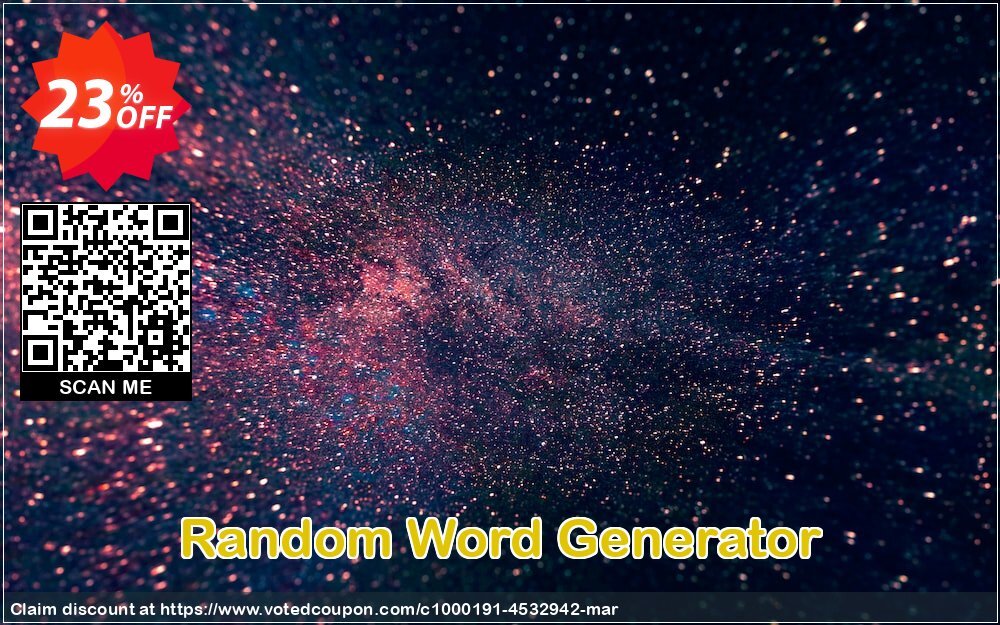 Random Word Generator Coupon, discount Random Word Generator amazing discounts code 2024. Promotion: amazing discounts code of Random Word Generator 2024