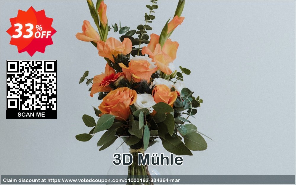 3D Mühle Coupon, discount Affiliates 30% off. Promotion: super discounts code of 3D Mühle 2024