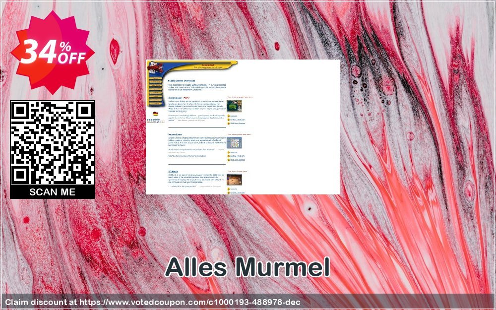 Alles Murmel Coupon, discount Affiliates 30% off. Promotion: staggering promo code of Alles Murmel 2023