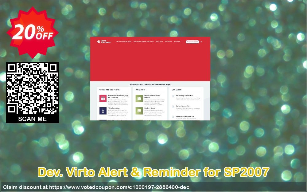 Dev. Virto Alert & Reminder for SP2007 Coupon, discount Dev. Virto Alert & Reminder for SP2007 hottest offer code 2023. Promotion: hottest offer code of Dev. Virto Alert & Reminder for SP2007 2023