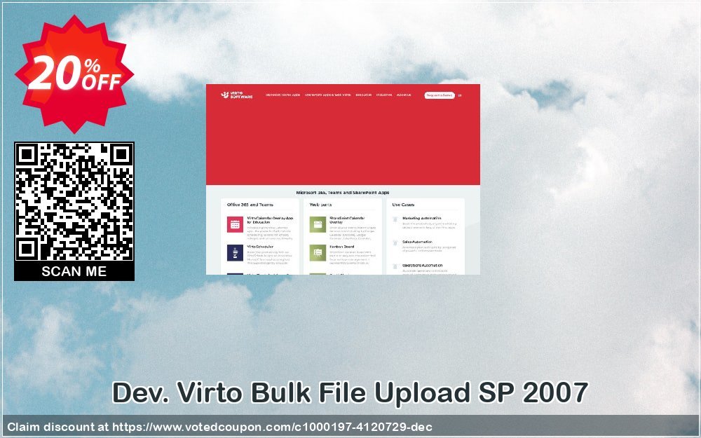 Dev. Virto Bulk File Upload SP 2007 Coupon, discount Dev. Virto Bulk File Upload SP 2007 formidable sales code 2023. Promotion: formidable sales code of Dev. Virto Bulk File Upload SP 2007 2023