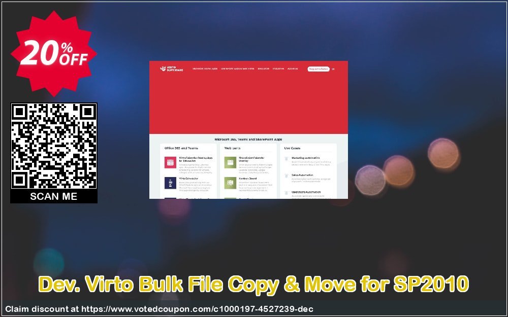 Dev. Virto Bulk File Copy & Move for SP2010 Coupon Code Apr 2024, 20% OFF - VotedCoupon