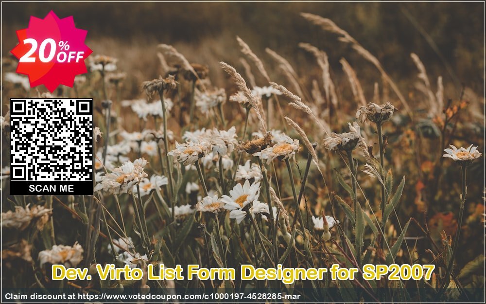 Dev. Virto List Form Designer for SP2007 Coupon, discount Dev. Virto List Form Designer for SP2007 staggering offer code 2024. Promotion: staggering offer code of Dev. Virto List Form Designer for SP2007 2024