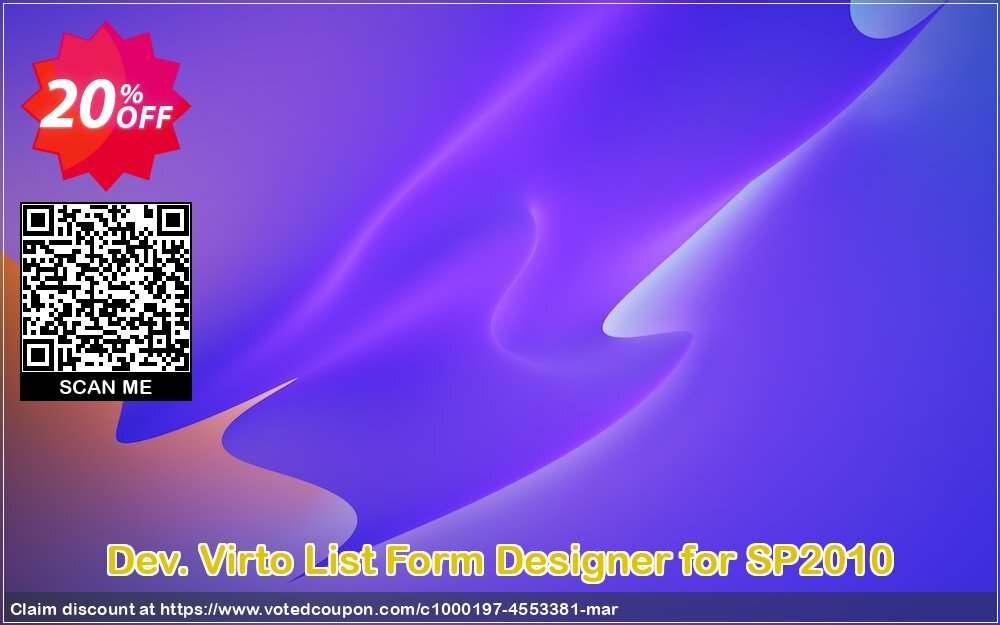 Dev. Virto List Form Designer for SP2010 Coupon, discount Dev. Virto List Form Designer for SP2010 impressive discount code 2024. Promotion: impressive discount code of Dev. Virto List Form Designer for SP2010 2024