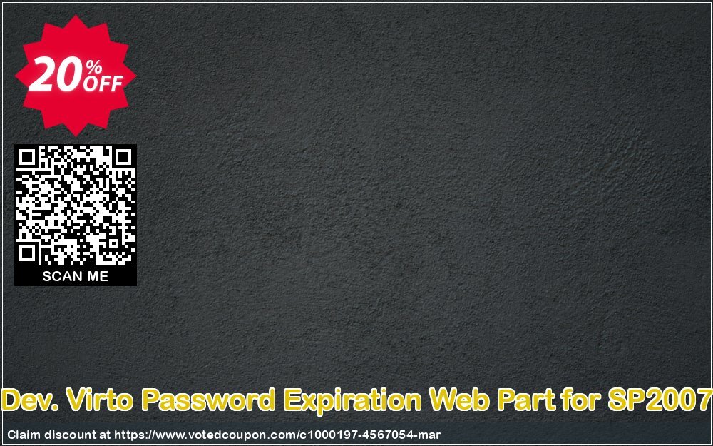 Dev. Virto Password Expiration Web Part for SP2007 Coupon Code Apr 2024, 20% OFF - VotedCoupon