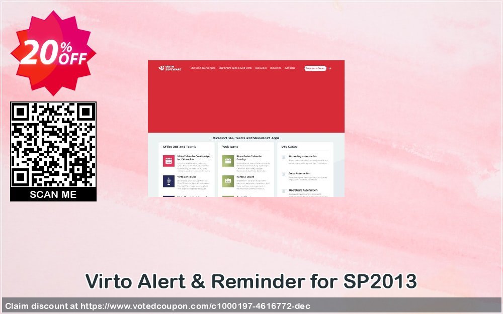 Virto Alert & Reminder for SP2013 Coupon Code Apr 2024, 20% OFF - VotedCoupon