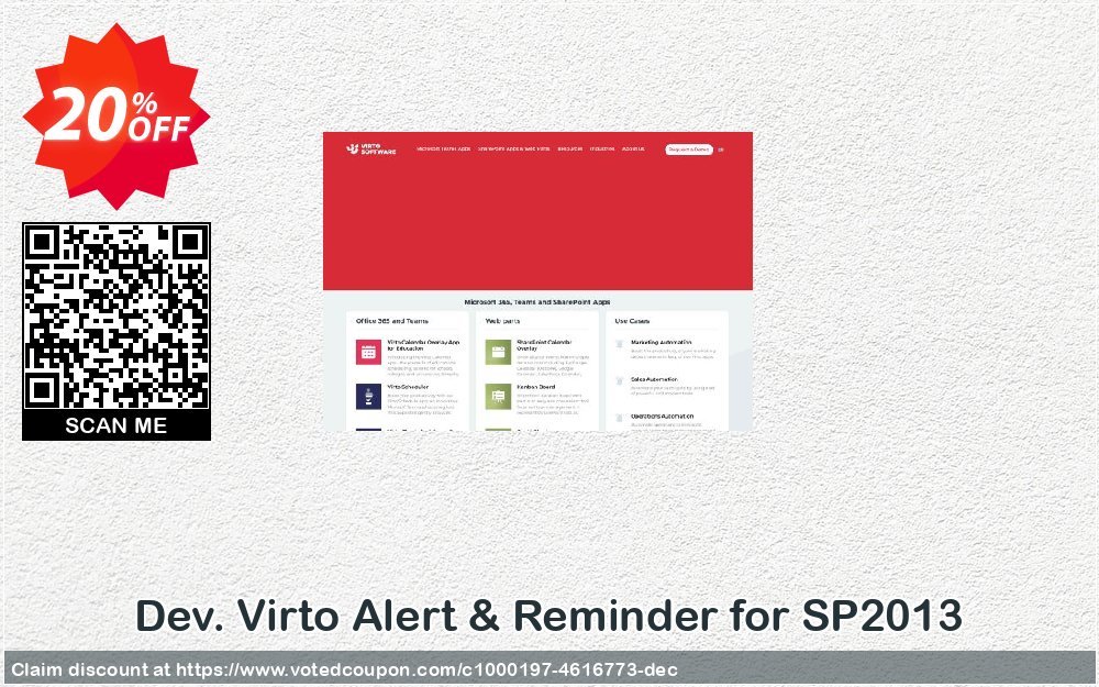 Dev. Virto Alert & Reminder for SP2013 Coupon, discount Dev. Virto Alert & Reminder for SP2013 excellent discount code 2024. Promotion: excellent discount code of Dev. Virto Alert & Reminder for SP2013 2024