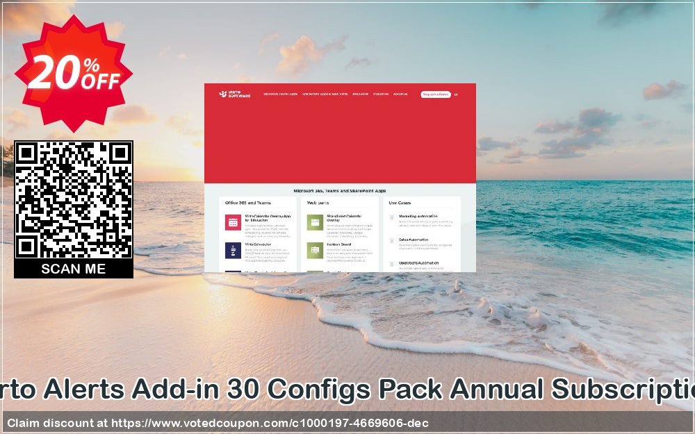 Virto Alerts Add-in 30 Configs Pack Annual Subscription Coupon, discount Virto Alerts Add-in 30 Configs Pack Annual Subscription wondrous sales code 2024. Promotion: wondrous sales code of Virto Alerts Add-in 30 Configs Pack Annual Subscription 2024