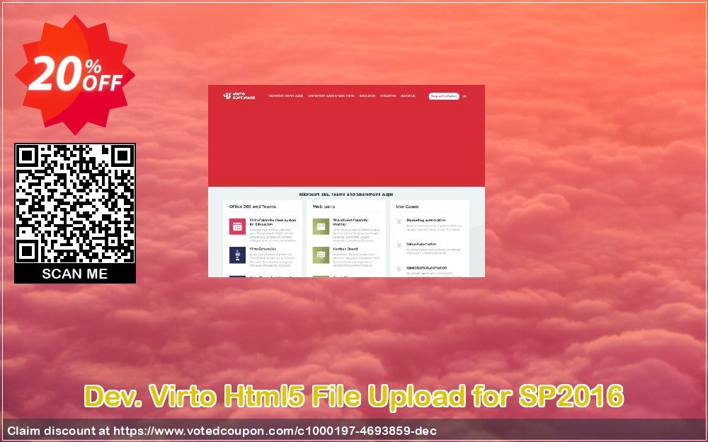 Dev. Virto Html5 File Upload for SP2016 Coupon, discount Dev. Virto Html5 File Upload for SP2016 wonderful discounts code 2024. Promotion: wonderful discounts code of Dev. Virto Html5 File Upload for SP2016 2024