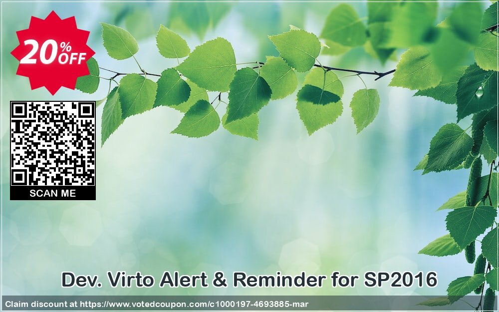 Dev. Virto Alert & Reminder for SP2016 Coupon, discount Dev. Virto Alert & Reminder for SP2016 staggering discount code 2024. Promotion: staggering discount code of Dev. Virto Alert & Reminder for SP2016 2024