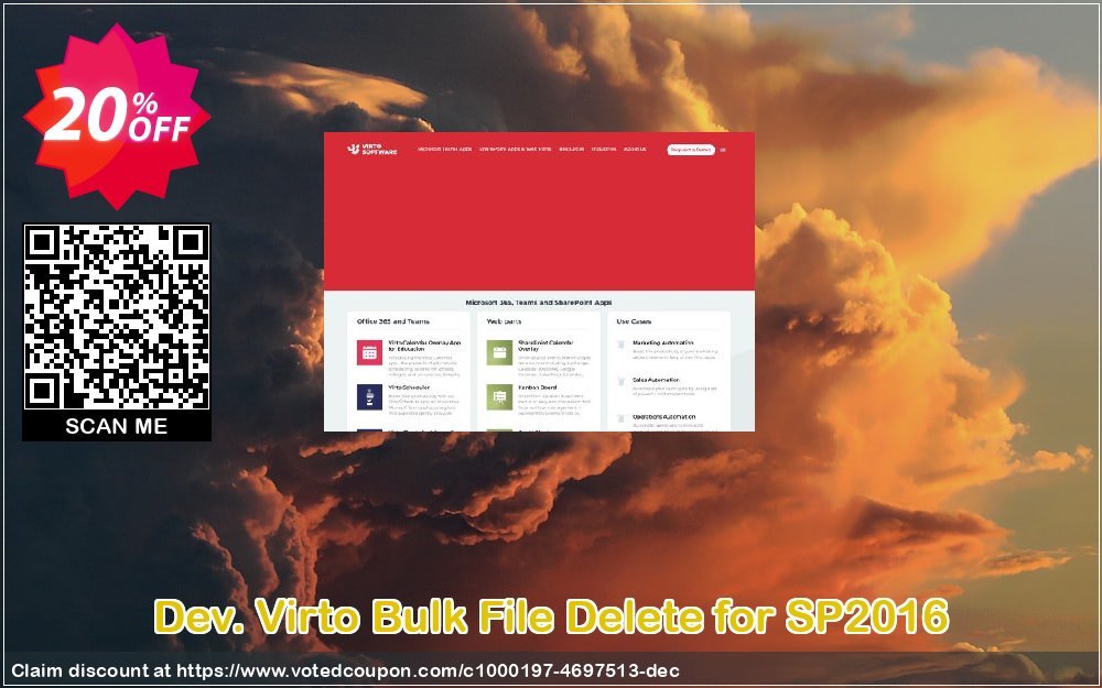 Dev. Virto Bulk File Delete for SP2016 Coupon, discount Dev. Virto Bulk File Delete for SP2016 special discounts code 2024. Promotion: special discounts code of Dev. Virto Bulk File Delete for SP2016 2024