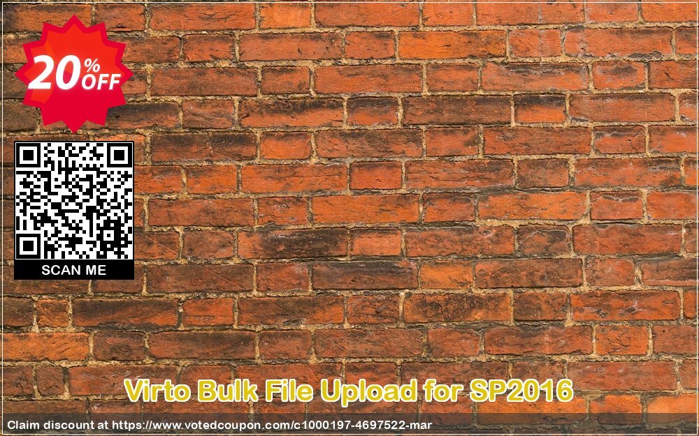 Virto Bulk File Upload for SP2016 Coupon, discount Virto Bulk File Upload for SP2016 impressive sales code 2024. Promotion: impressive sales code of Virto Bulk File Upload for SP2016 2024