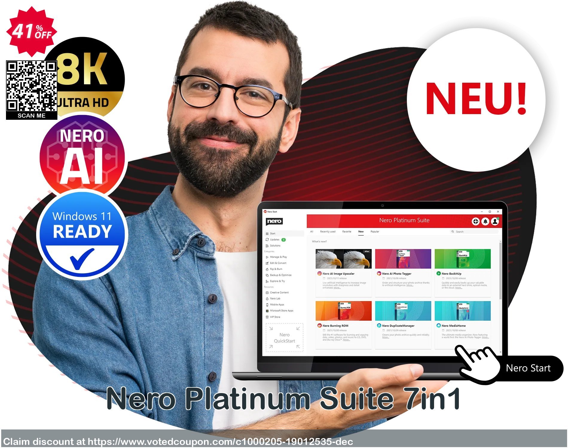 Nero Platinum Suite 7in1 Coupon, discount 30% Support - Subscription Products. Promotion: staggering promotions code of Nero Platinum Suite 2023