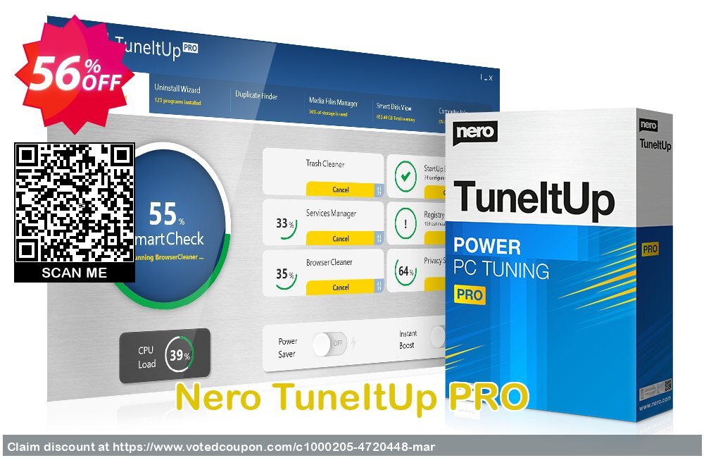 Nero TuneItUp PRO Coupon, discount 30% Support - Subscription Products. Promotion: amazing deals code of Nero TuneItUp PRO - 1-year license/yearly subscription 2024