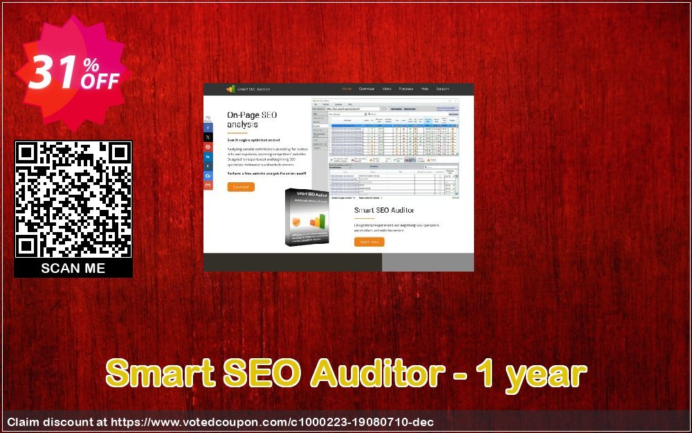 Smart SEO Auditor - Yearly Coupon, discount Smart SEO Auditor - 1 year subscription (license) Formidable offer code 2023. Promotion: impressive deals code of Smart SEO Auditor - 1 year subscription (license) 2023