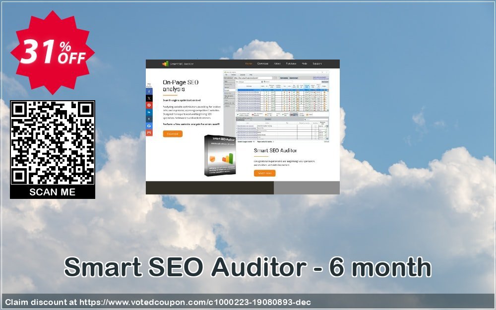 Smart SEO Auditor - 6 month Coupon, discount Smart SEO Auditor - 6 month subscription (license) Impressive discount code 2023. Promotion: stirring offer code of Smart SEO Auditor - 6 month subscription (license) 2023
