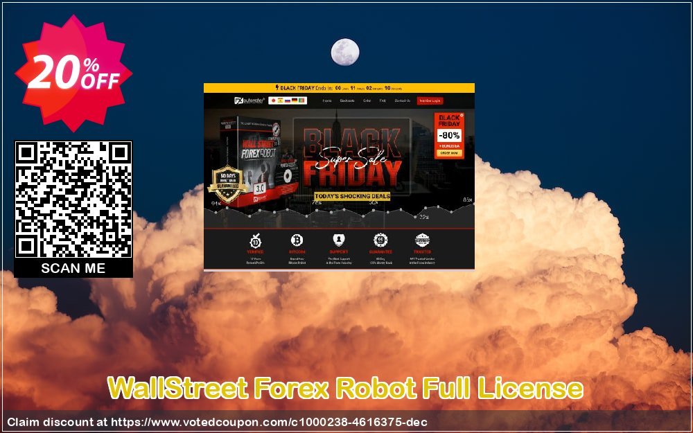 WallStreet Forex Robot Full Plan Coupon, discount WallStreet Forex Robot Full License staggering promo code 2023. Promotion: staggering promo code of WallStreet Forex Robot Full License 2023