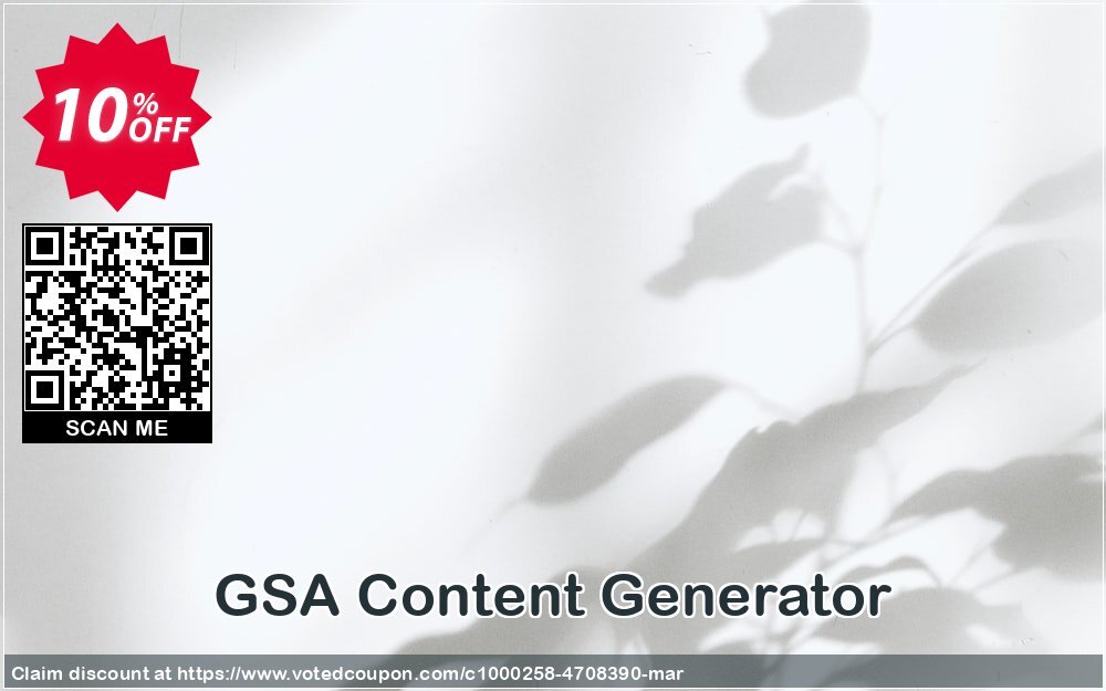 GSA Content Generator Coupon Code May 2024, 10% OFF - VotedCoupon