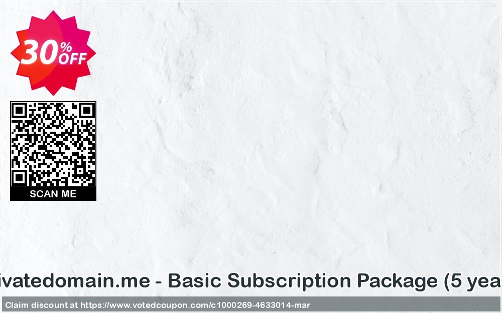 Privatedomain.me - Basic Subscription Package, 5 years  Coupon Code May 2024, 30% OFF - VotedCoupon