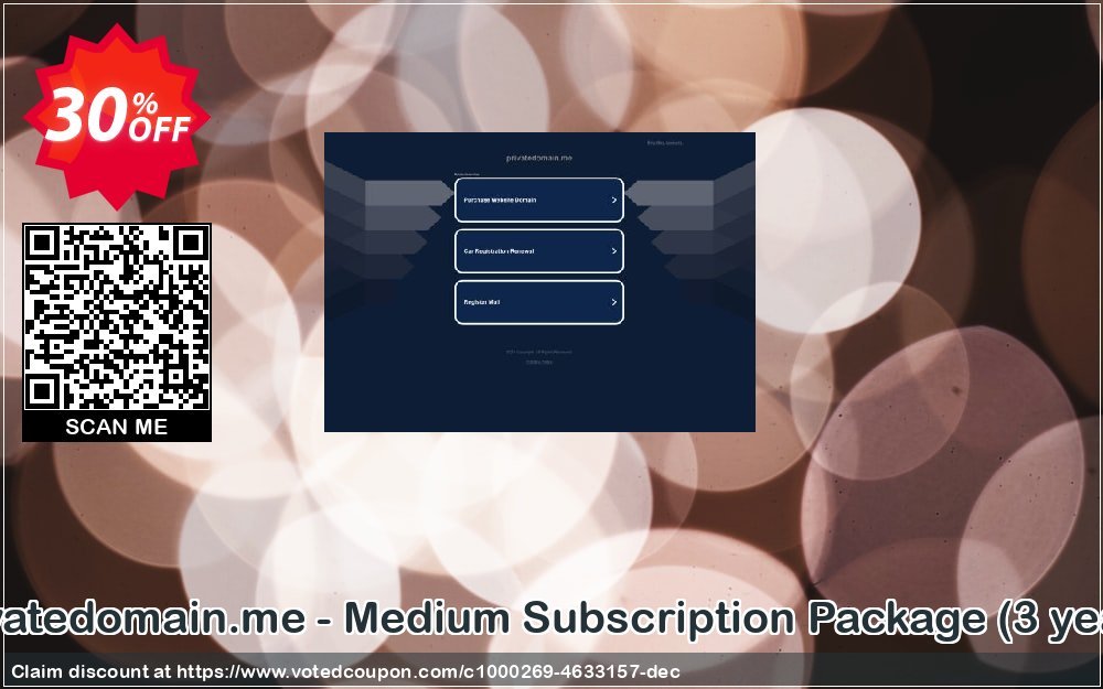 Privatedomain.me - Medium Subscription Package, 3 years  Coupon, discount Privatedomain.me - Medium Subscription Package (3 years) hottest deals code 2023. Promotion: hottest deals code of Privatedomain.me - Medium Subscription Package (3 years) 2023