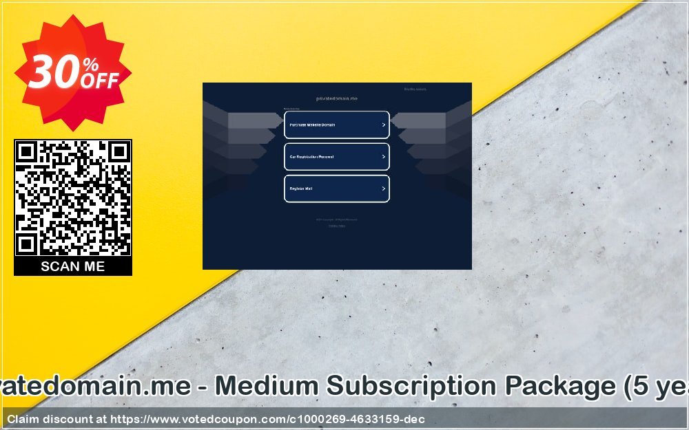 Privatedomain.me - Medium Subscription Package, 5 years  Coupon, discount Privatedomain.me - Medium Subscription Package (5 years) exclusive discount code 2023. Promotion: exclusive discount code of Privatedomain.me - Medium Subscription Package (5 years) 2023