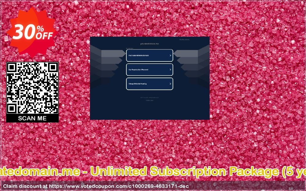Privatedomain.me - Unlimited Subscription Package, 5 years  Coupon, discount Privatedomain.me - Unlimited Subscription Package (5 years) excellent deals code 2023. Promotion: excellent deals code of Privatedomain.me - Unlimited Subscription Package (5 years) 2023