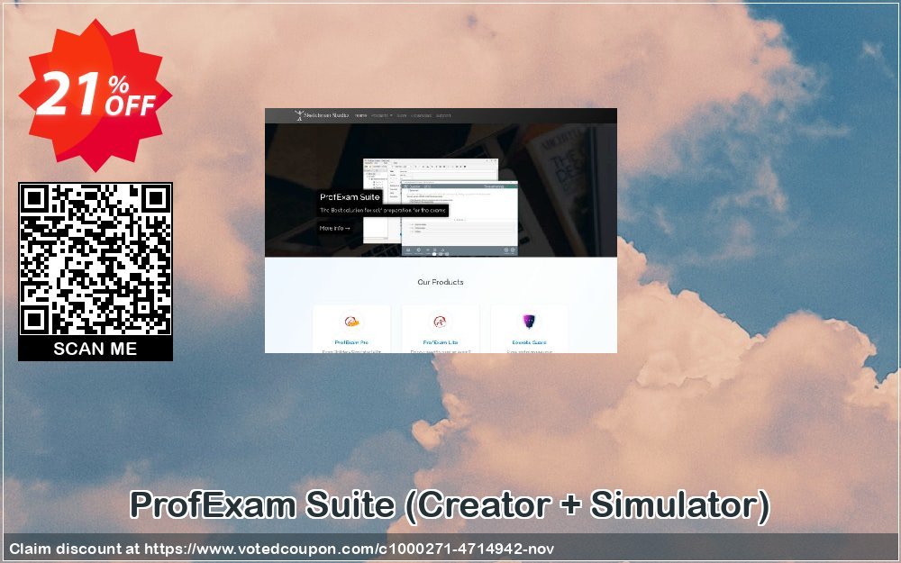 ProfExam Suite, Creator + Simulator  Coupon, discount ProfExam Suite (Creator + Simulator) super discounts code 2023. Promotion: super discounts code of ProfExam Suite (Creator + Simulator) 2023