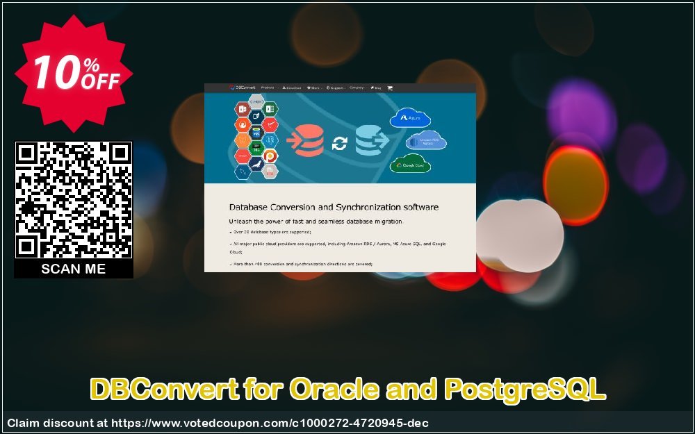 DBConvert for Oracle and PostgreSQL Coupon, discount DBConvert for Oracle and PostgreSQL super offer code 2023. Promotion: super offer code of DBConvert for Oracle and PostgreSQL 2023
