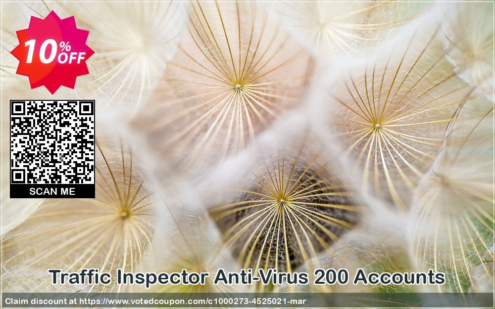 Traffic Inspector Anti-Virus 200 Accounts Coupon, discount Traffic Inspector Anti-Virus powered by Kaspersky (1 Year) 200 Accounts impressive deals code 2024. Promotion: impressive deals code of Traffic Inspector Anti-Virus powered by Kaspersky (1 Year) 200 Accounts 2024