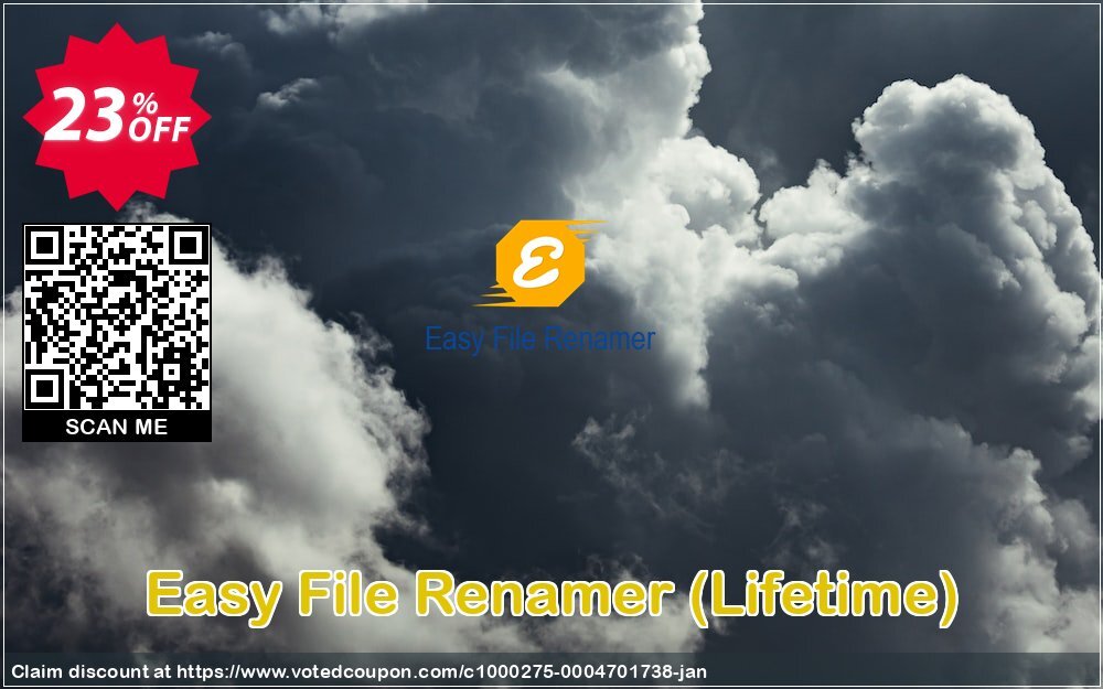 Easy File Renamer, Lifetime  Coupon, discount 20% OFF Easy File Renamer (Lifetime), verified. Promotion: Imposing deals code of Easy File Renamer (Lifetime), tested & approved