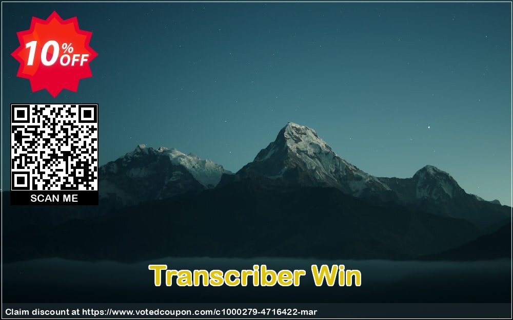 Transcriber Win Coupon, discount Transcriber Win wonderful sales code 2024. Promotion: wonderful sales code of Transcriber Win 2024