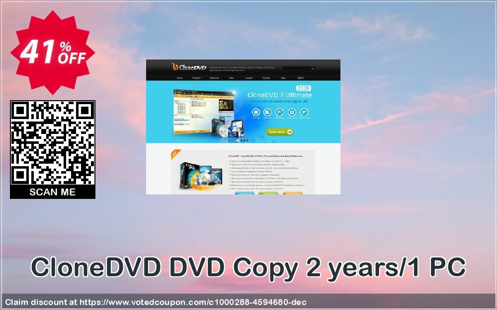 CloneDVD DVD Copy 2 years/1 PC Coupon, discount CloneDVD DVD Copy 2 years/1 PC exclusive discount code 2023. Promotion: exclusive discount code of CloneDVD DVD Copy 2 years/1 PC 2023