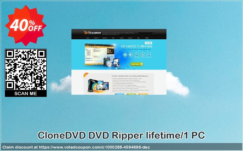 CloneDVD DVD Ripper lifetime/1 PC Coupon, discount CloneDVD DVD Ripper lifetime/1 PC awful discounts code 2023. Promotion: awful discounts code of CloneDVD DVD Ripper lifetime/1 PC 2023