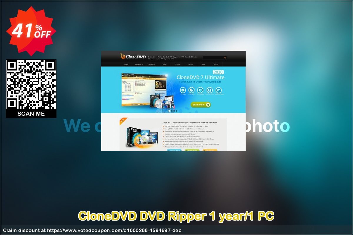 CloneDVD DVD Ripper Yearly/1 PC Coupon, discount CloneDVD DVD Ripper 1 year/1 PC amazing promotions code 2023. Promotion: amazing promotions code of CloneDVD DVD Ripper 1 year/1 PC 2023