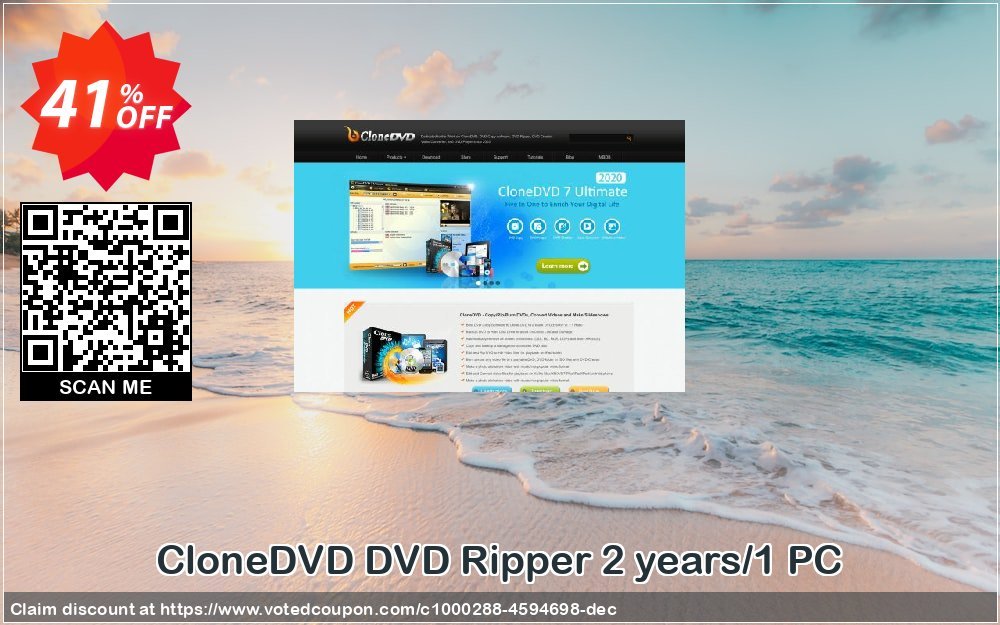 CloneDVD DVD Ripper 2 years/1 PC Coupon, discount CloneDVD DVD Ripper 2 years/1 PC super sales code 2023. Promotion: super sales code of CloneDVD DVD Ripper 2 years/1 PC 2023